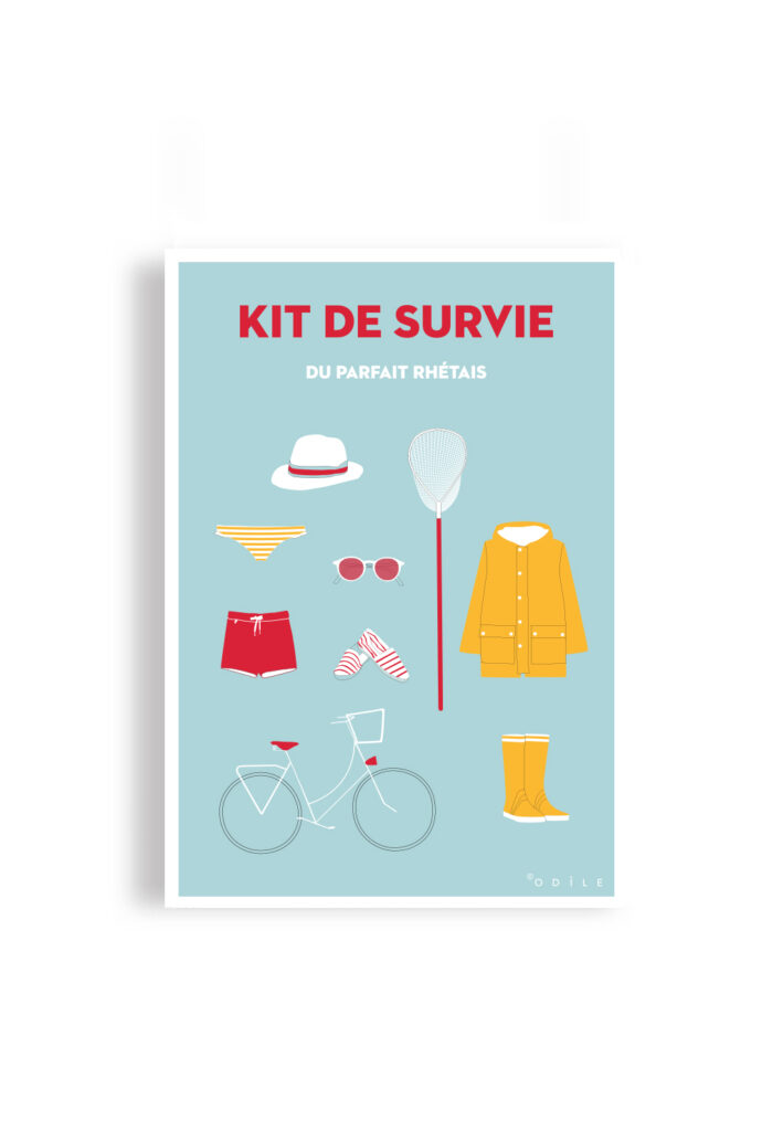 Affiche en papier Kit de survie ile de ré A3 odile de ré