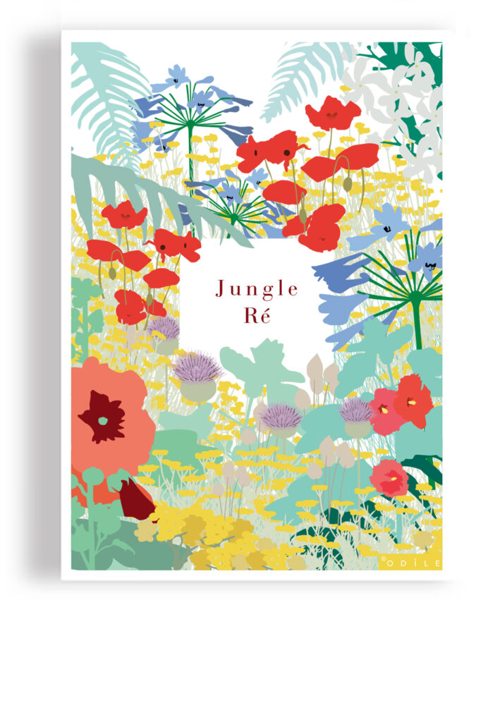 Affiche en papier jungle ré ile de ré 50x70 odile de ré