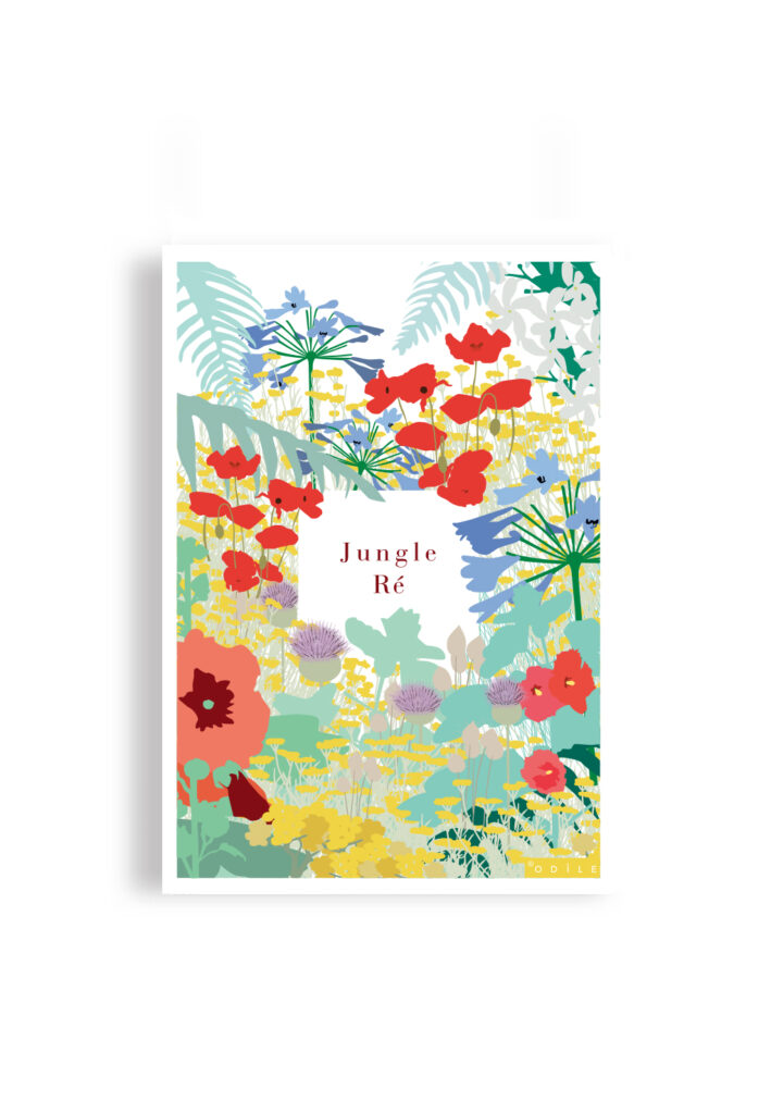 Affiche en papier jungle ré ile de ré A3 odile de ré