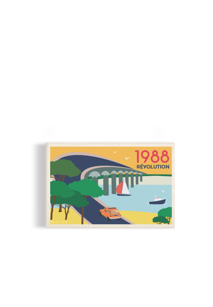 carte postale en bois 1988 révoluton pont de ré ile de ré