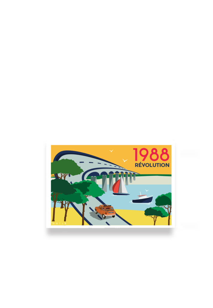 carte postale en papier 1988 révoluton pont de ré ile de ré