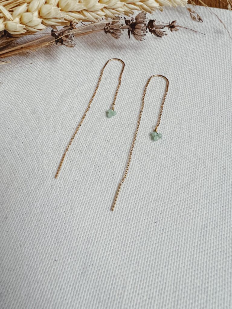 Boucles d’oreilles pendantes vert clair 2
