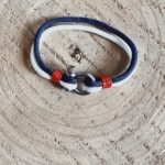 bracelet marin bleu et blanc manille profil