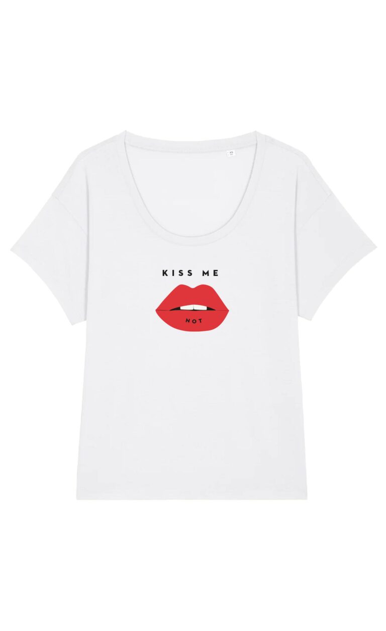 T-shirt femme kiss me not blanc odile de ré packshot