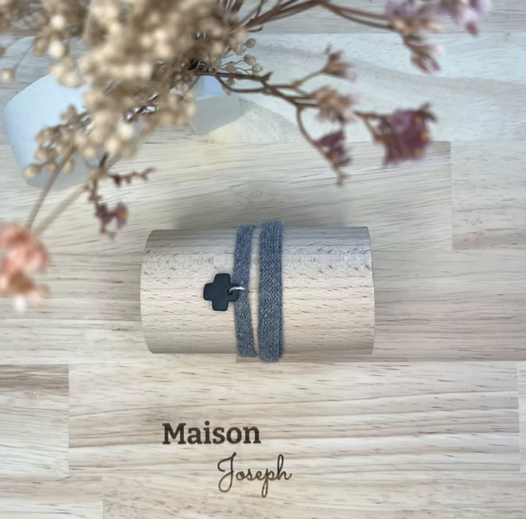 Bracelet en coton recyclé céramique noire notre Dame