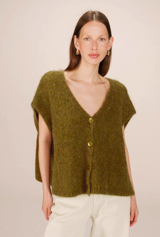 Cardigan sans manches Savant olive