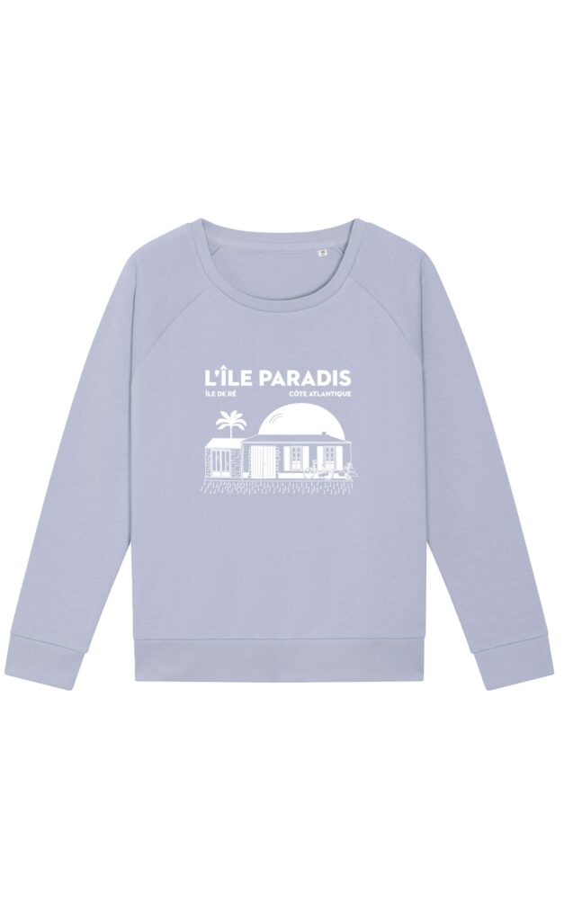 Sweat-shirt femme ile paradis blanc face