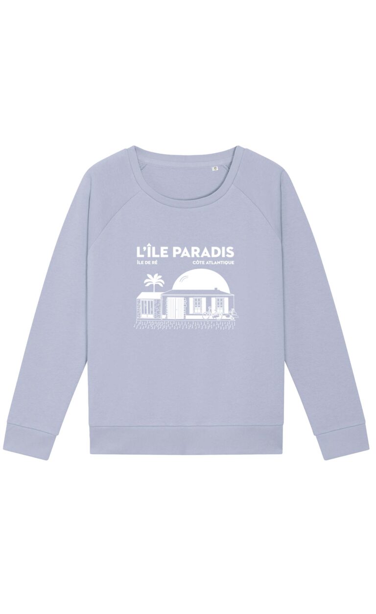 Sweat-shirt femme ile paradis blanc face