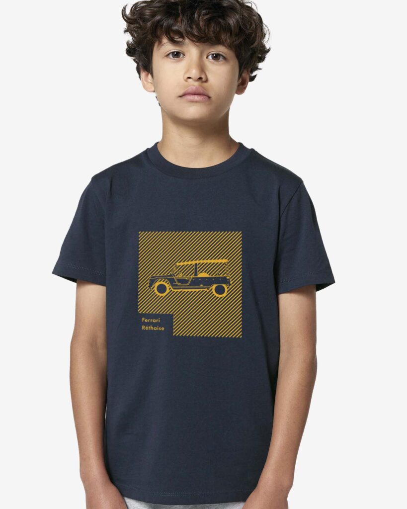 T-shirt enfant ferrari retaise marine et jaune