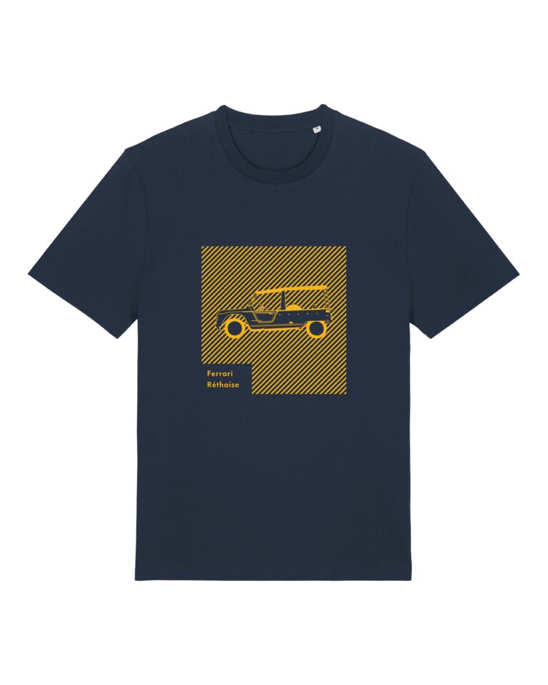 T-shirt ferrari rétaise marine et jaune adulte