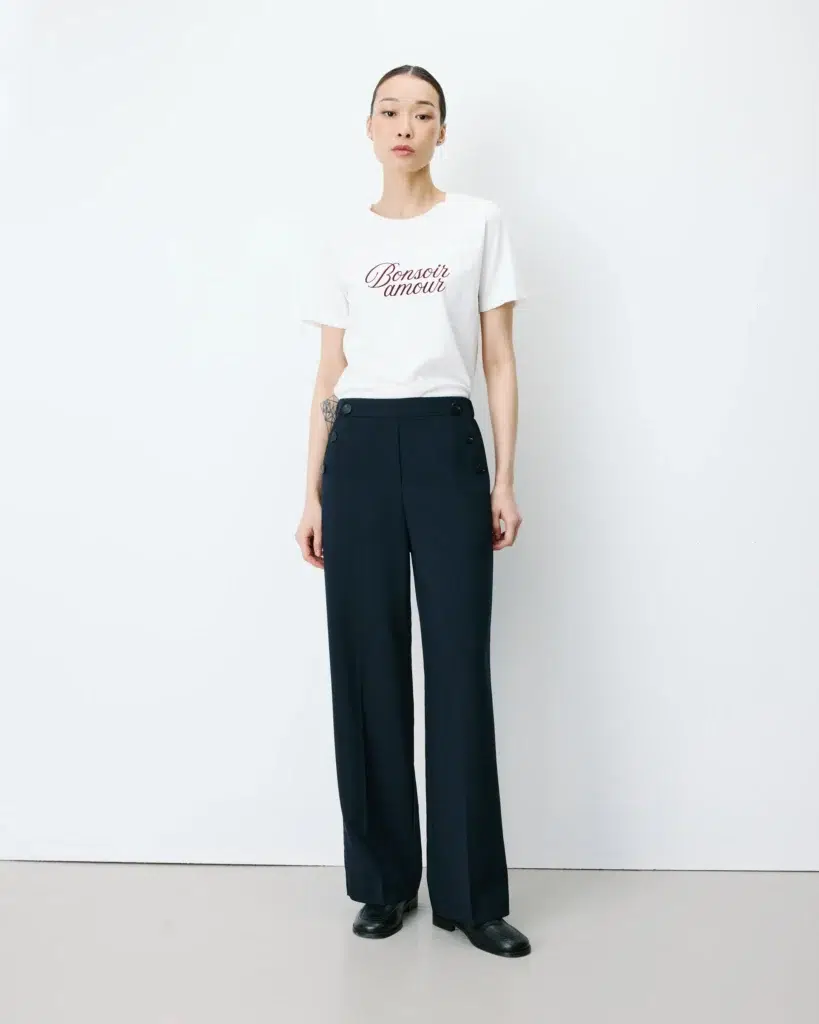 Pantalon tailleur large taille haute Alexander