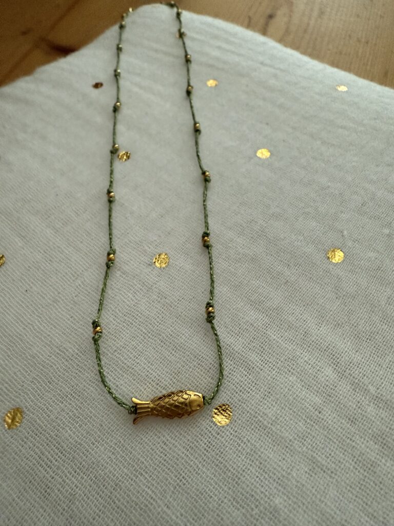 Collier lurex poisson acier inoxydable