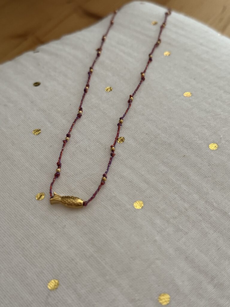 Collier lurex poisson acier inoxydable