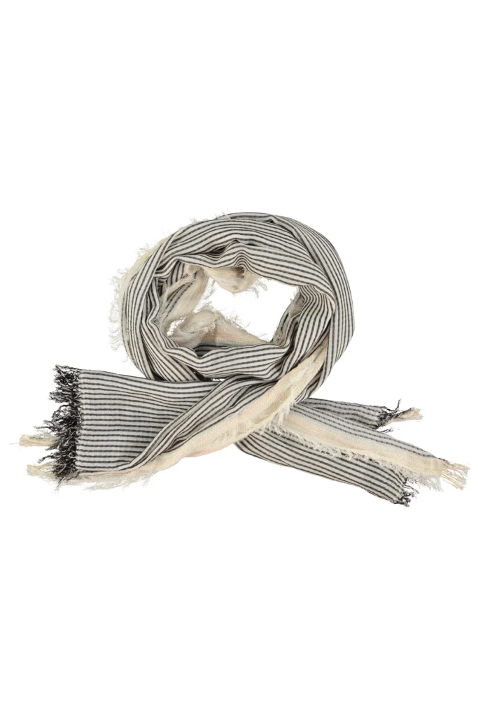 Foulard XL à rayures noires et écru – Sisters Department