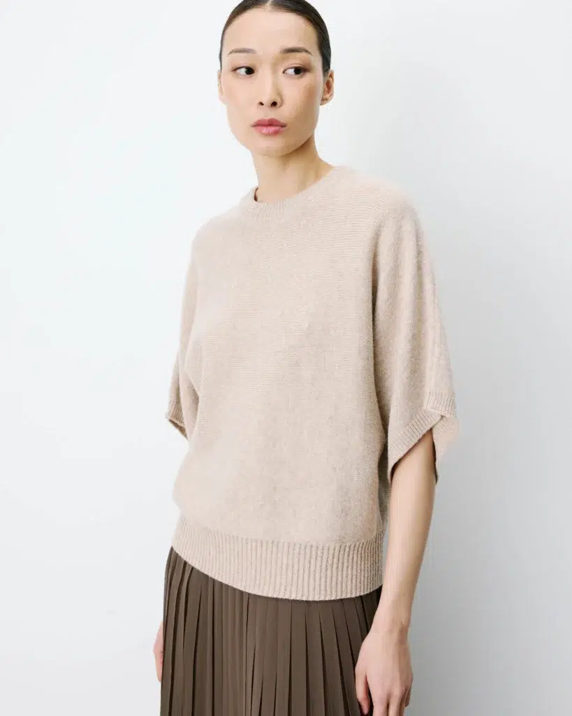 Pull Almus beige à manches kimono 3/4 - Grace & Mila